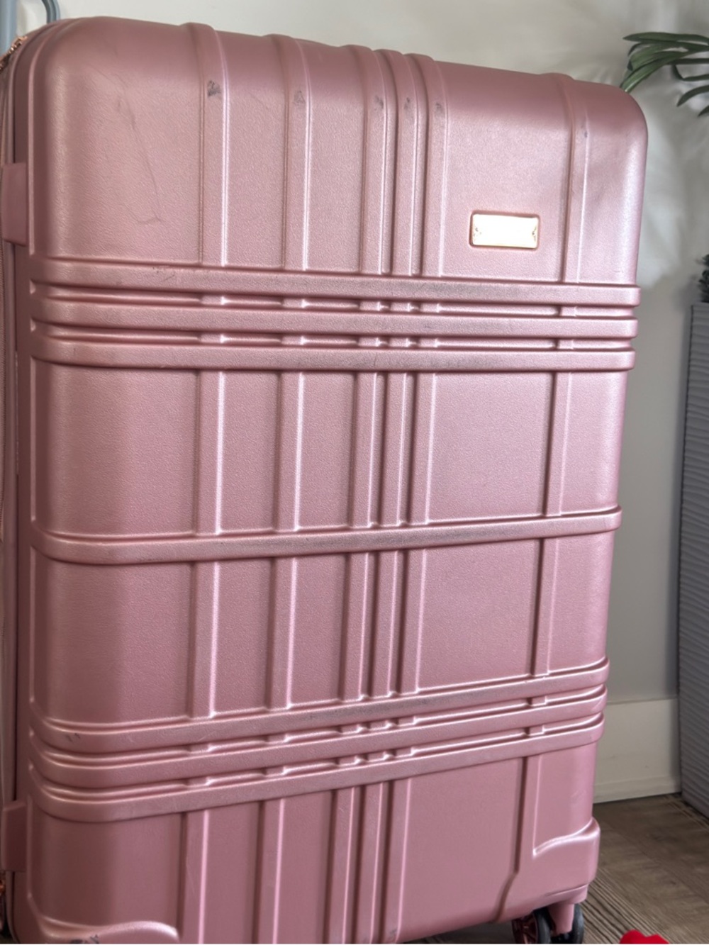Jessica Simpson Jewel Plaid Hardside set Rose Gold Carry-On Spinner Luggage - Picture 7 of 16